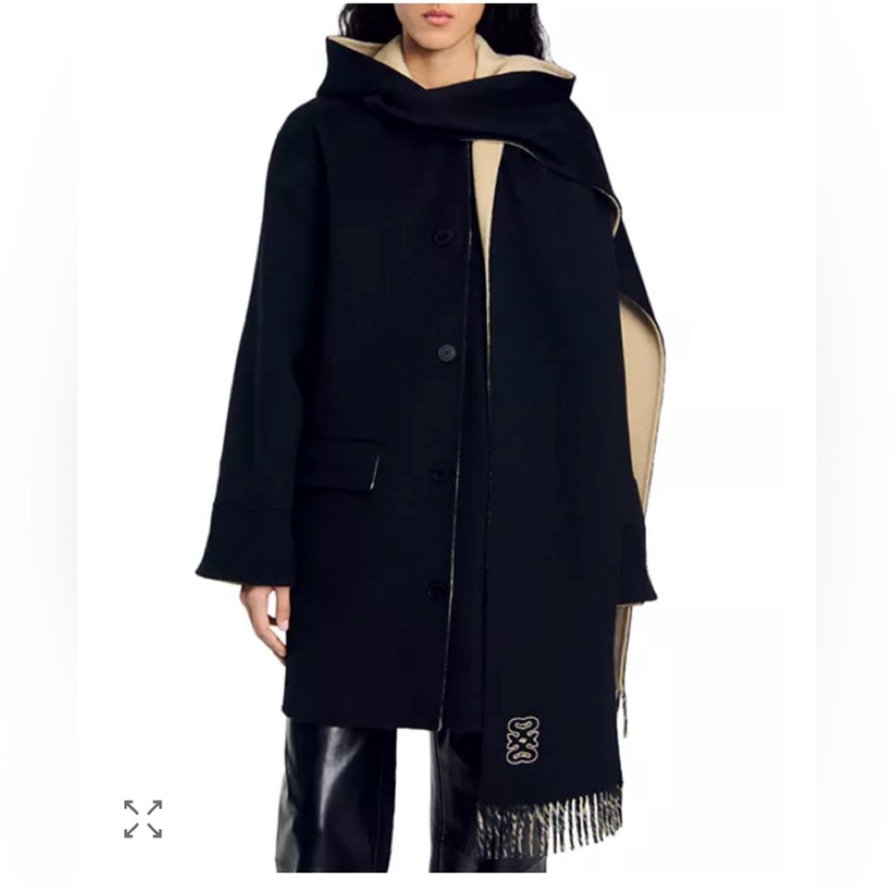 Sandro Jalen Scarf Coat 34/2 US
